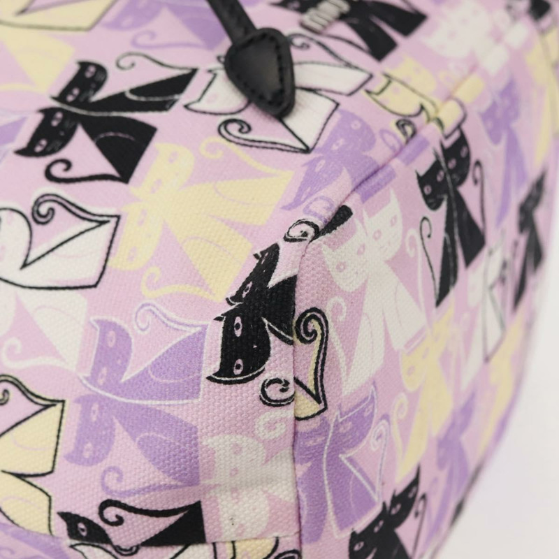 【日本直送】Miu Miu Madras Cat 抽繩帆布粉紅銀色手袋 Auth bs30224-6