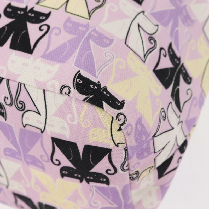 【日本直送】Miu Miu Madras Cat 抽繩帆布粉紅銀色手袋 Auth bs30224-15