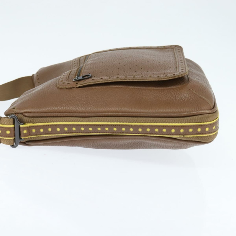 【日本直送】BOTTEGA VENETA 單肩包 沖孔皮革 棕色 金色 Auth bs30220-2