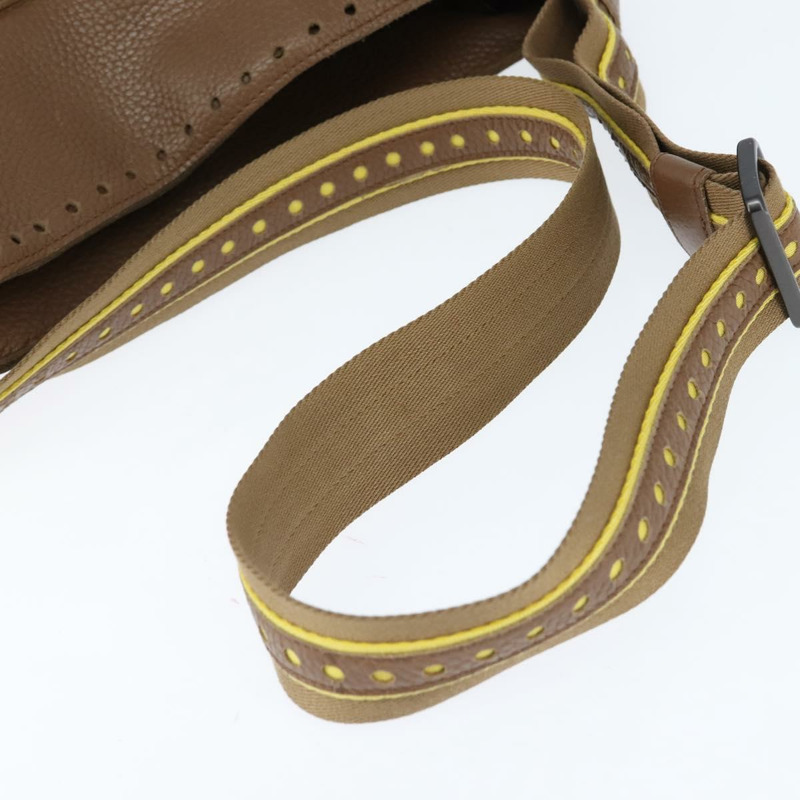 【日本直送】BOTTEGA VENETA 單肩包 沖孔皮革 棕色 金色 Auth bs30220-6