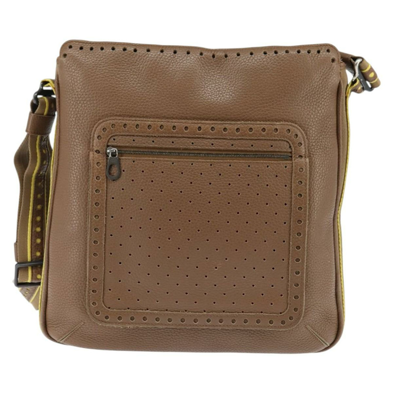 【日本直送】BOTTEGA VENETA 單肩包 沖孔皮革 棕色 金色 Auth bs30220-12