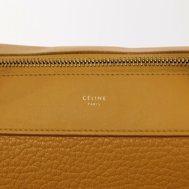 【日本直送】CELINE 戒指包手提包 皮革 黃色 金色 Auth bs30226-16