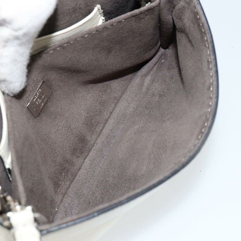 【日本直送】FENDI Micro Bucket Monster 單肩包 皮革 2way 白 銀色 Auth bs30100-10