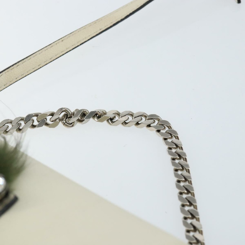 【日本直送】FENDI Micro Bucket Monster 單肩包 皮革 2way 白 銀色 Auth bs30100-13