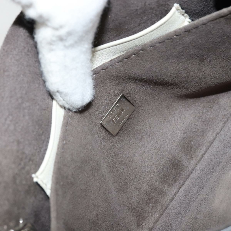 【日本直送】FENDI Micro Bucket Monster 單肩包 皮革 2way 白 銀色 Auth bs30100-19