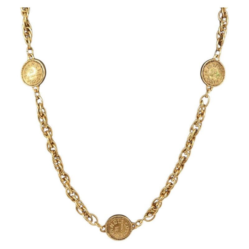 【日本直送】香奈兒 31RUE CAMBON 硬幣項鍊 金屬金色 CC Auth bs30205-0