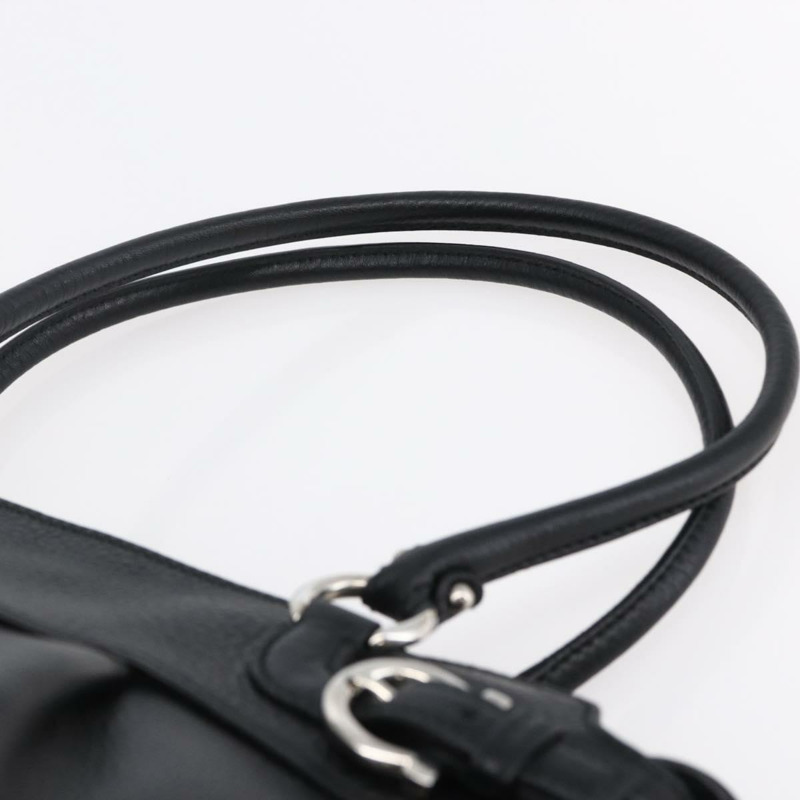 【日本直送】Salvatore Ferragamo Gancini 手袋 皮革 黑色 銀色 正品 147518-7