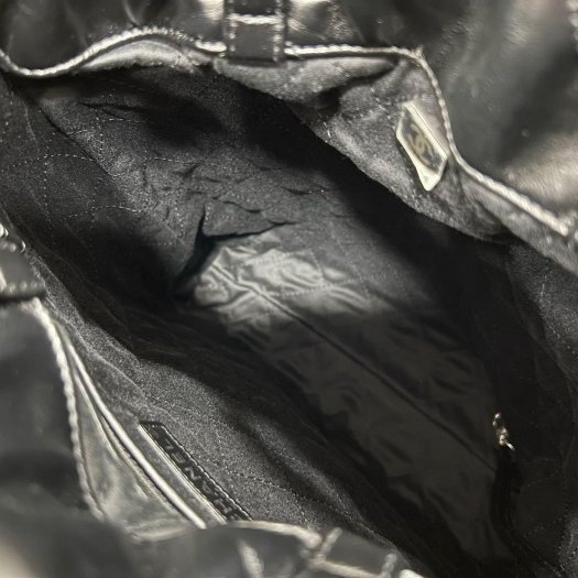 東區正精品㊣CHANEL 22 AS3313 黑色小牛皮霧銀鍊束口手提包雙肩後背包 RZ6019-2