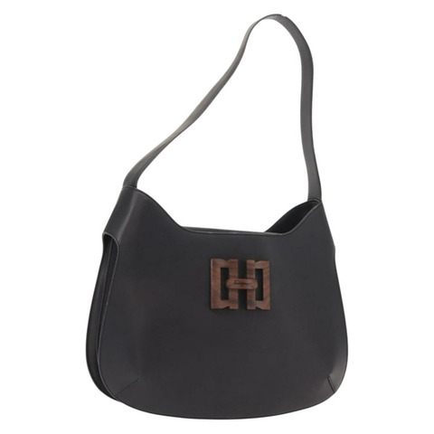 Salvatore Ferragamo 黑色金色皮革肩背包，正品 gh1111