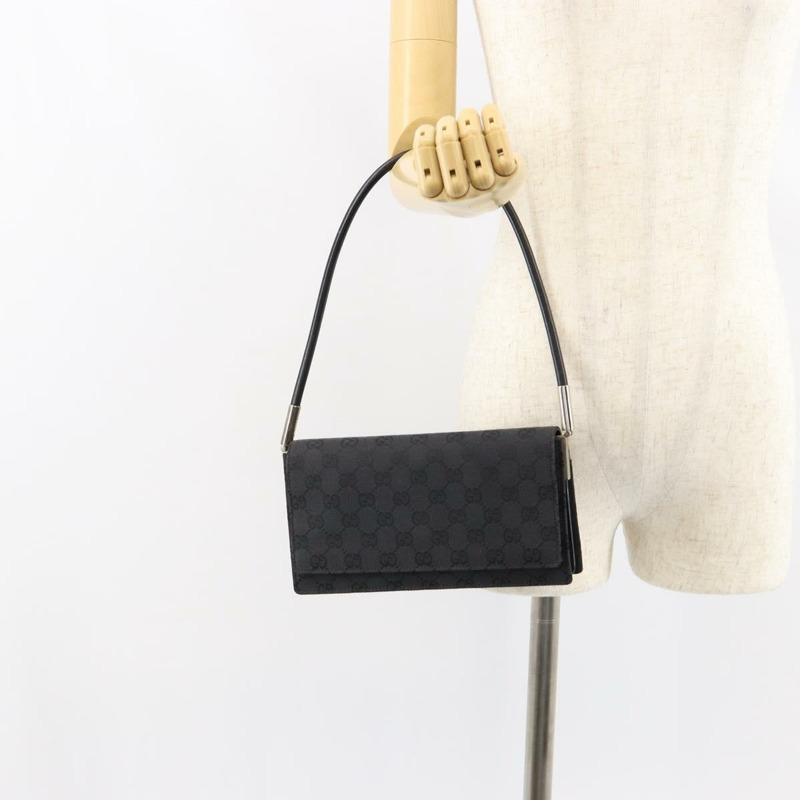 【日本直送】GUCCI GG帆布肩背包 黑色 銀色 001 3815 正品 gh1129-22