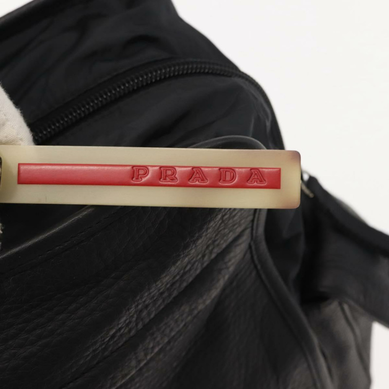 【日本直送】PRADA 運動手提包 尼龍皮革 黑色 銀色 正品 gh1071-9