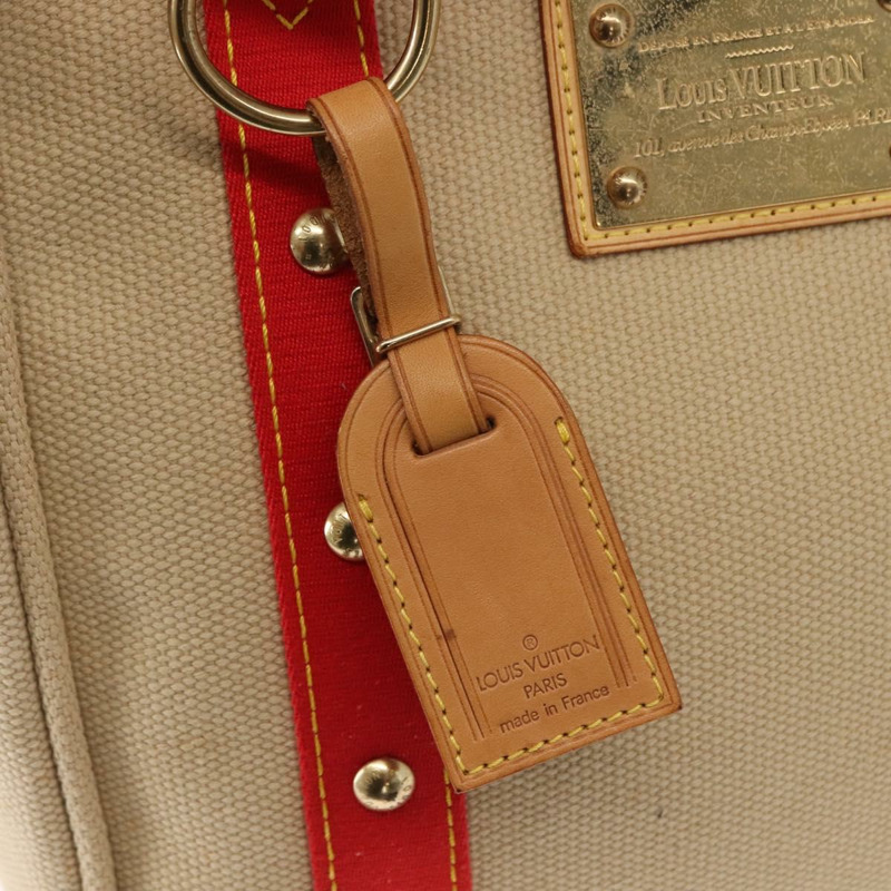 【日本直送】路易威登 Antigua Cabas MM 手提包 帆布 米色 紅色 M40035 LV 正品 gh1049-17