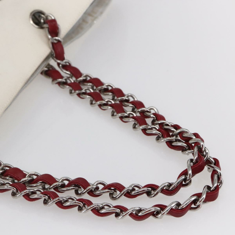 【日本直送】香奈兒 Choco Bar 鏈條單背包 No5 帆布象牙白銀色 CC Auth 149068-6