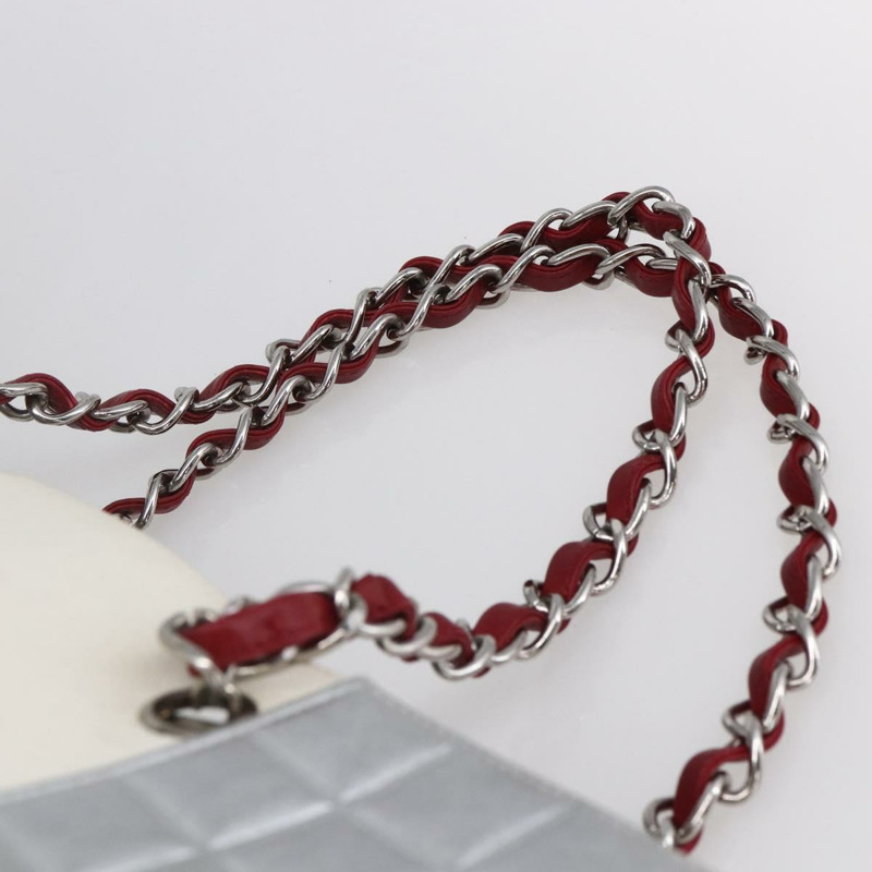 【日本直送】香奈兒 Choco Bar 鏈條單背包 No5 帆布象牙白銀色 CC Auth 149068-7