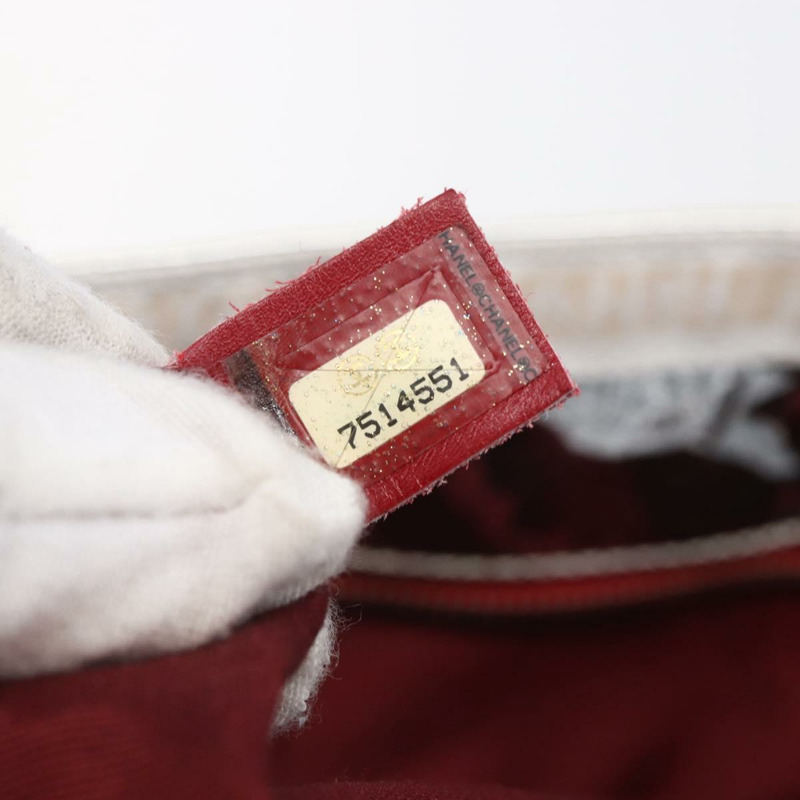 【日本直送】香奈兒 Choco Bar 鏈條單背包 No5 帆布象牙白銀色 CC Auth 149068-11