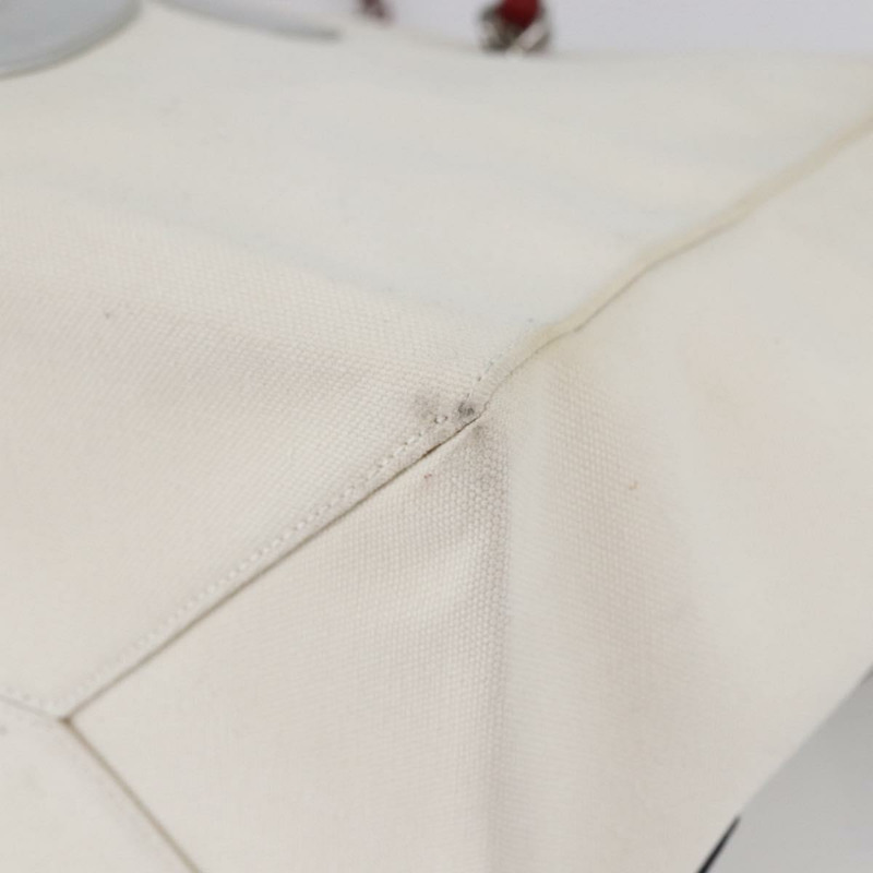 【日本直送】香奈兒 Choco Bar 鏈條單背包 No5 帆布象牙白銀色 CC Auth 149068-14