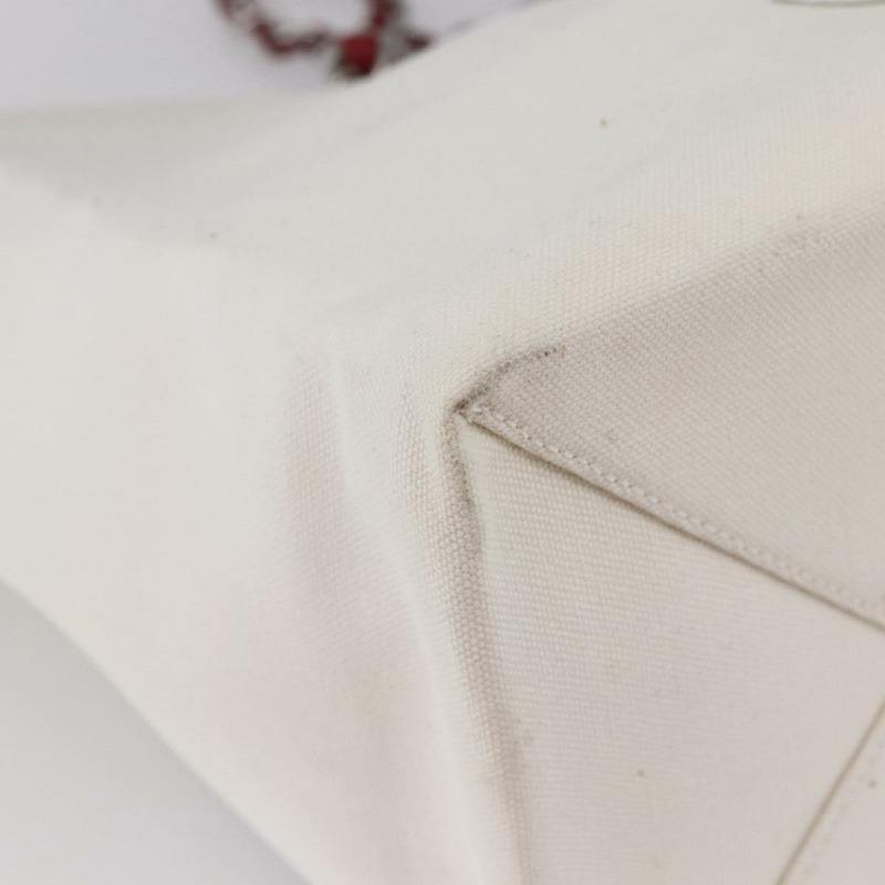 【日本直送】香奈兒 Choco Bar 鏈條單背包 No5 帆布象牙白銀色 CC Auth 149068-15