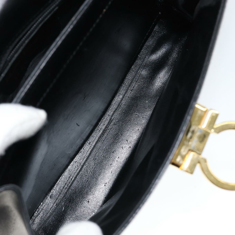 【日本直送】Salvatore Ferragamo Gancini 手提包 皮革 黑色 金色 正品 149087-9