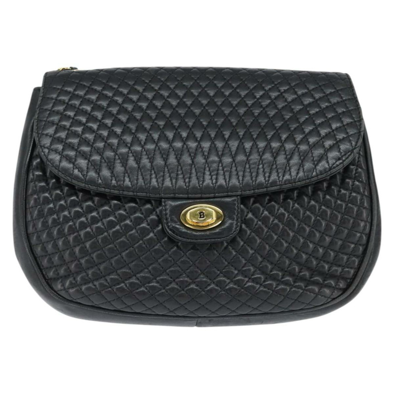 【日本直送】BALLY 絎縫鏈條單肩包 皮革 黑色 金色 正品 gh1162-12