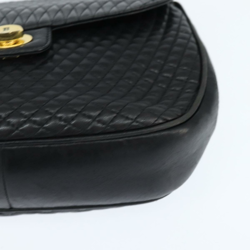 【日本直送】BALLY 絎縫鏈條單肩包 皮革 黑色 金色 正品 gh1162-13