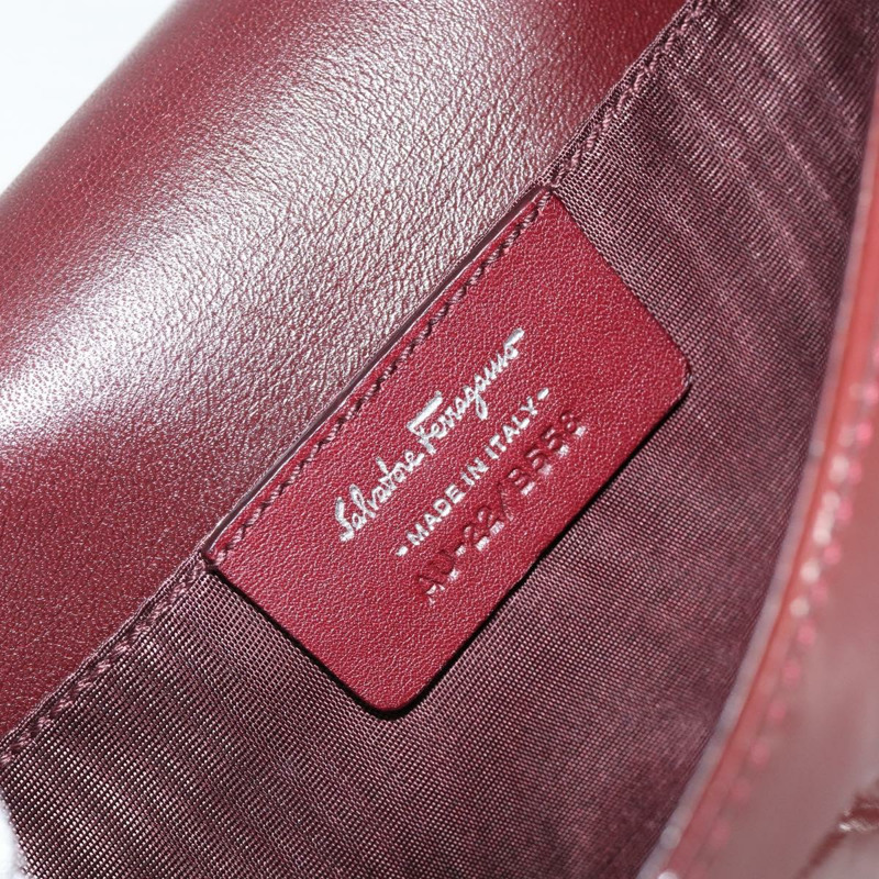 【日本直送】Salvatore Ferragamo Vala 鏈條單肩包 琺瑯紅銀色 正品 gh1177-11