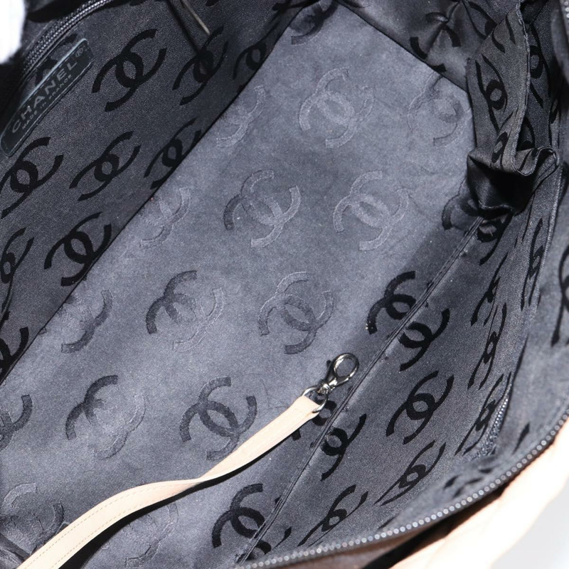 【日本直送】香奈兒 Cambon Line 馬特拉斯手提包小羊皮米色銀色 CC 正品 149221-9