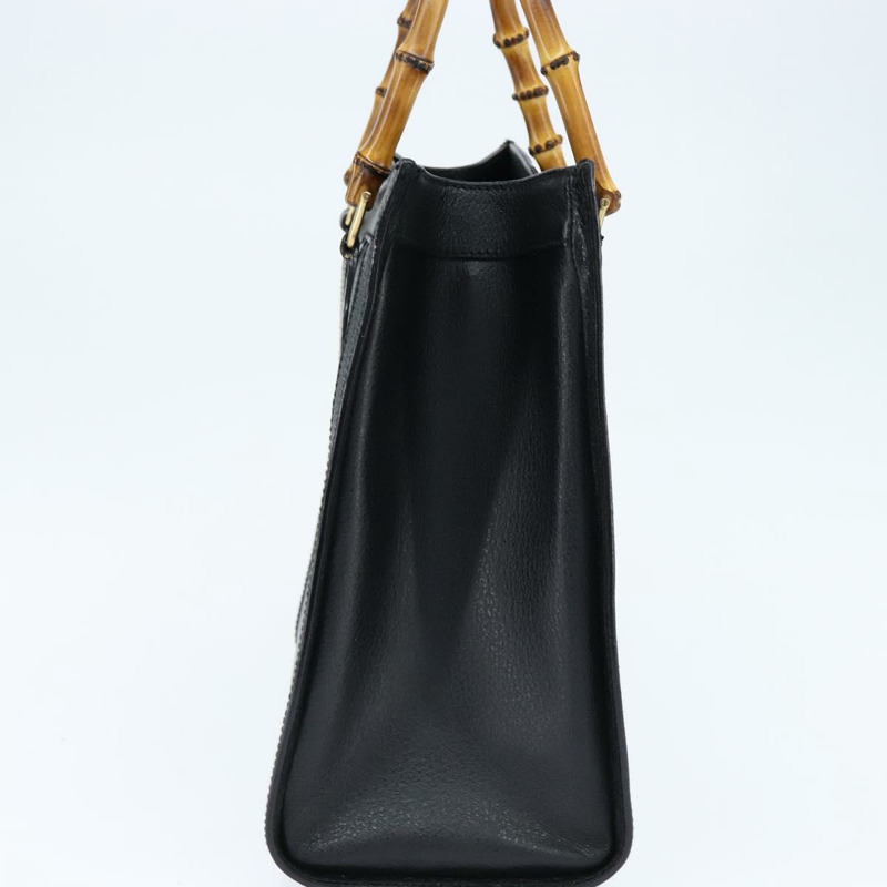 【日本直送】GUCCI 竹節手提包 皮革 黑色 金色 002 1186 0260 正品 gh1150-2