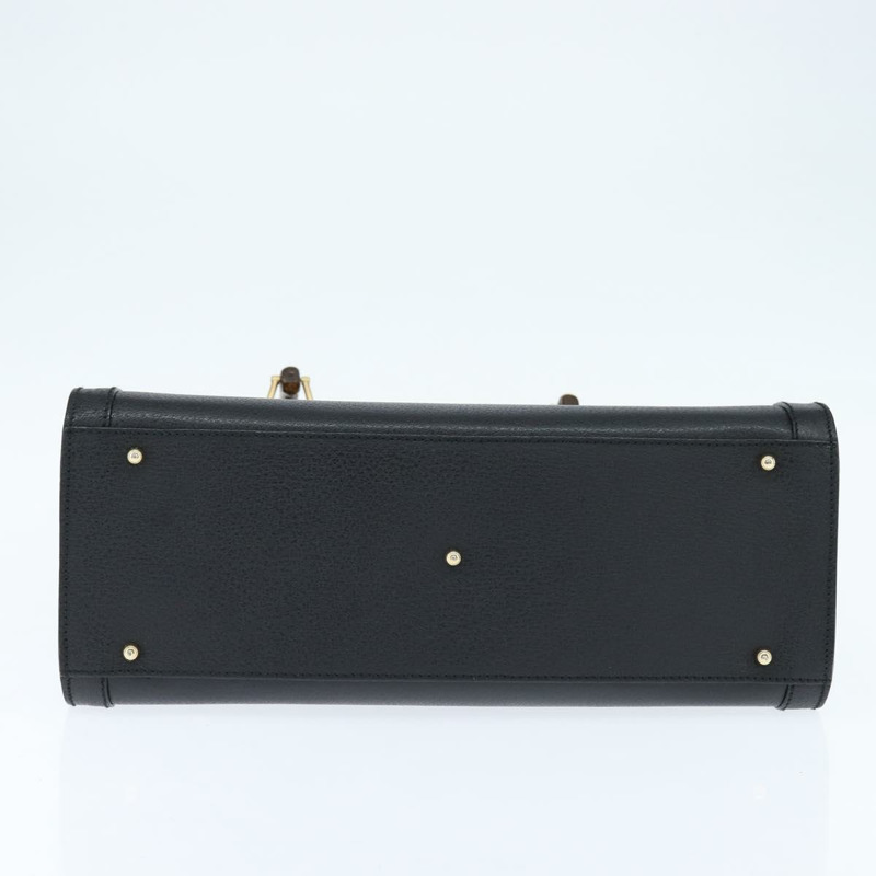 【日本直送】GUCCI 竹節手提包 皮革 黑色 金色 002 1186 0260 正品 gh1150-4