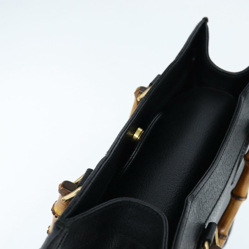 【日本直送】GUCCI 竹節手提包 皮革 黑色 金色 002 1186 0260 正品 gh1150-5