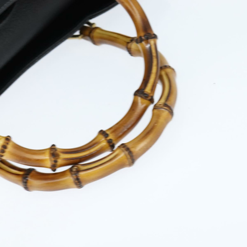 【日本直送】GUCCI 竹節手提包 皮革 黑色 金色 002 1186 0260 正品 gh1150-6