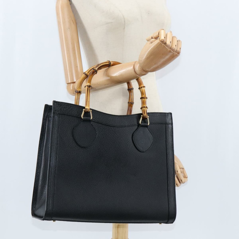【日本直送】GUCCI 竹節手提包 皮革 黑色 金色 002 1186 0260 正品 gh1150-19