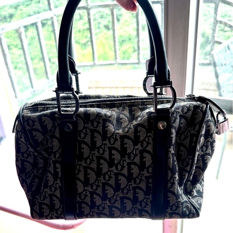 Dior 老花波士頓包 銀色 vintage