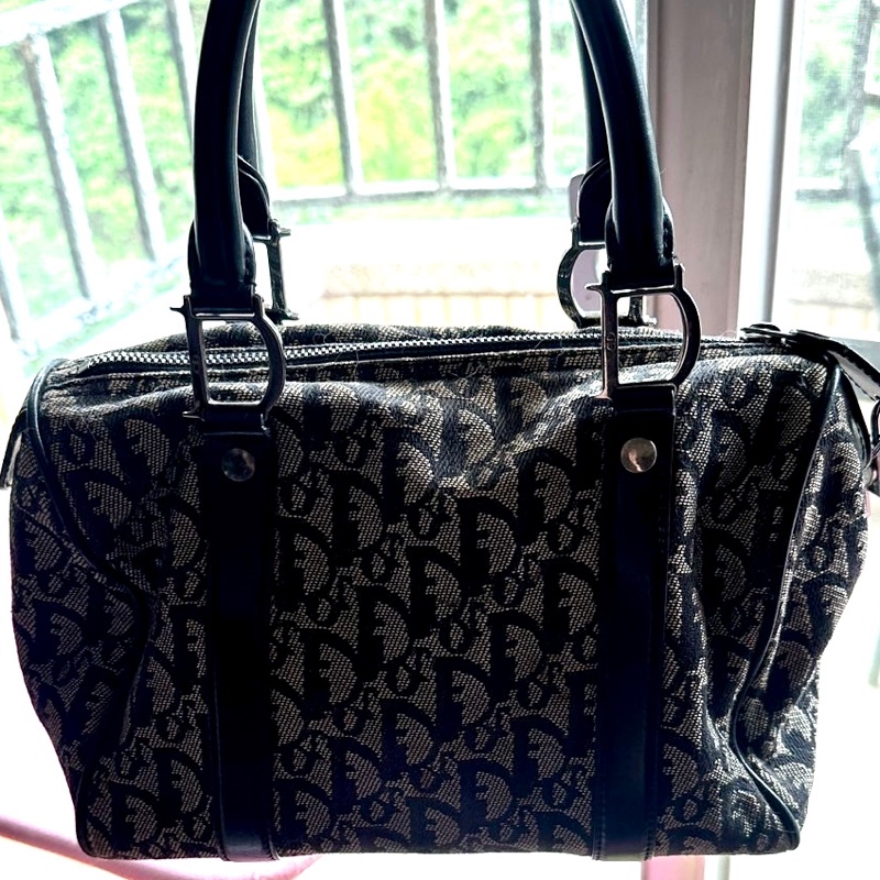 Dior 老花波士頓包 銀色 vintage-9