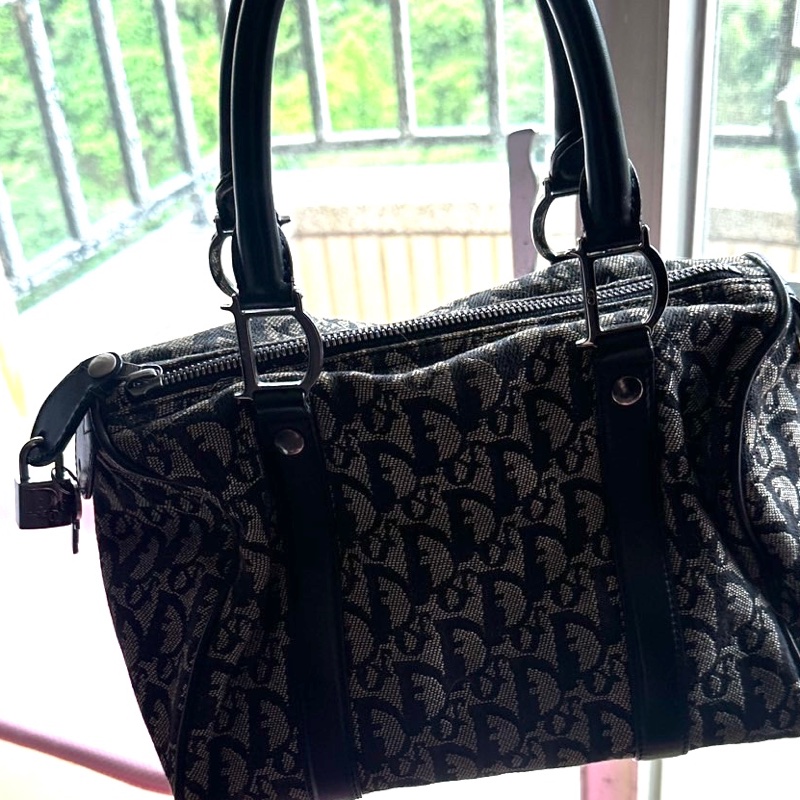 Dior 老花波士頓包 銀色 vintage-10