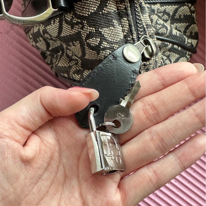 Dior 老花波士頓包 銀色 vintage-13