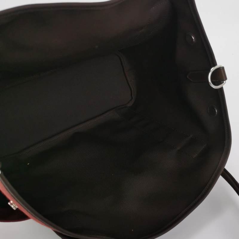 Hermes Groom徽標斜挎包單肩包帆布銀扣55愛馬仕紅47巧克力色B刻-7