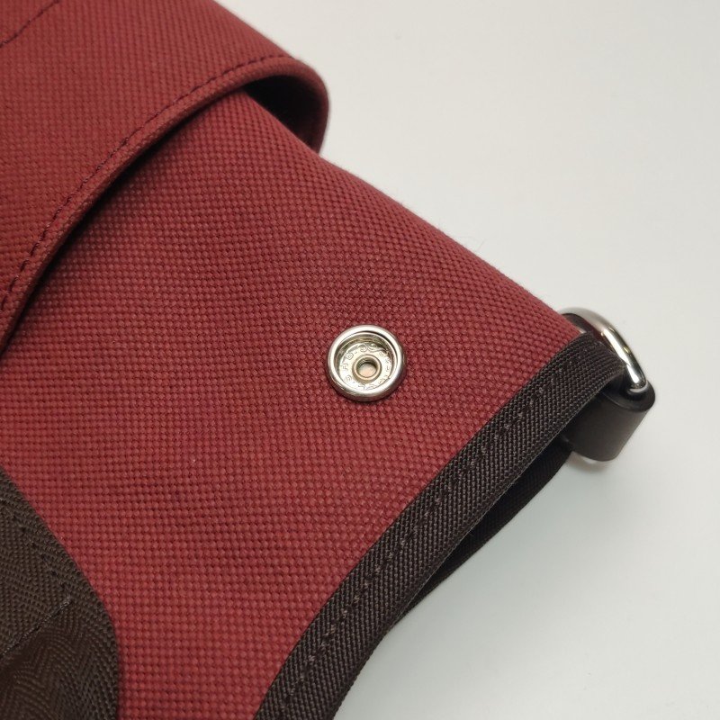Hermes Groom徽標斜挎包單肩包帆布銀扣55愛馬仕紅47巧克力色B刻-12
