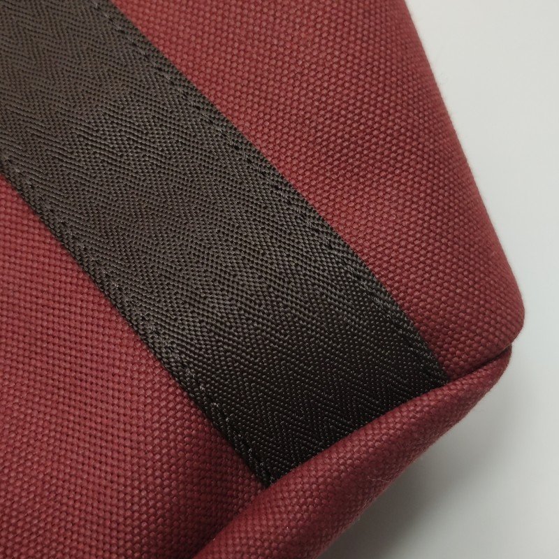 Hermes Groom徽標斜挎包單肩包帆布銀扣55愛馬仕紅47巧克力色B刻-17