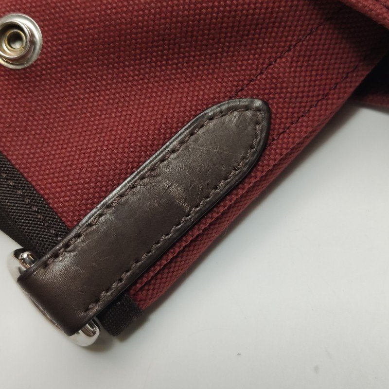 Hermes Groom徽標斜挎包單肩包帆布銀扣55愛馬仕紅47巧克力色B刻-21