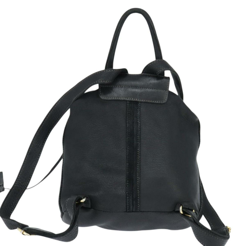 【日本直送】FENDI 黑色金色皮革雙肩包，貨號 149132-1