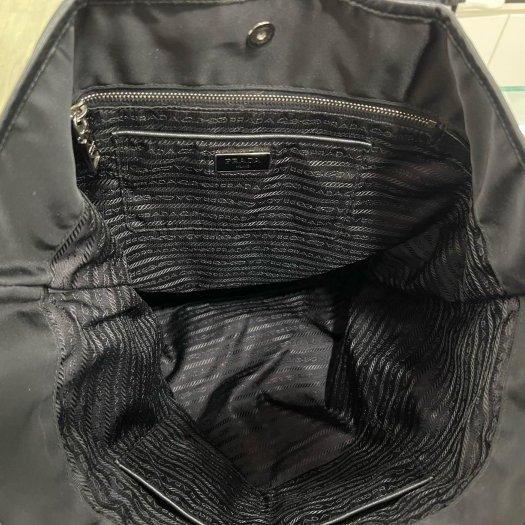 東區正精品㊣PRADA B4506I 黑色尼龍銀三角牌機器人包手提包肩背包購物袋 RZ6030-2