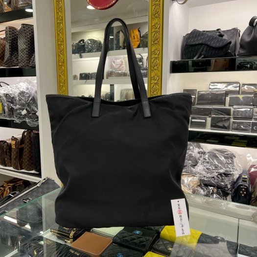 東區正精品㊣PRADA B4506I 黑色尼龍銀三角牌機器人包手提包肩背包購物袋 RZ6030-9