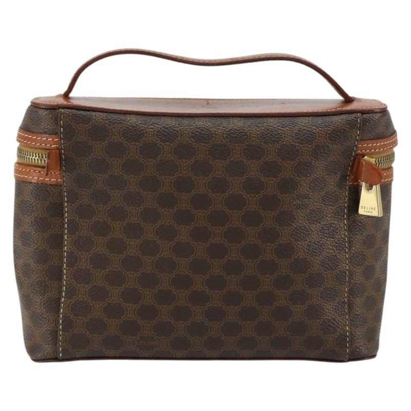 【日本直送】CELINE Macadam帆布化妝包 PVC皮革 棕色 金色 Auth 149953-1