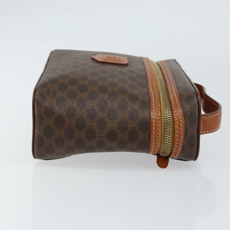 【日本直送】CELINE Macadam帆布化妝包 PVC皮革 棕色 金色 Auth 149953-2