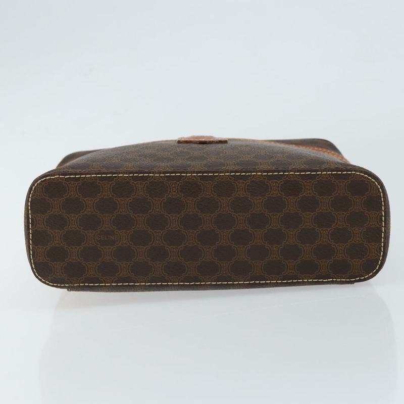 【日本直送】CELINE Macadam帆布化妝包 PVC皮革 棕色 金色 Auth 149953-4