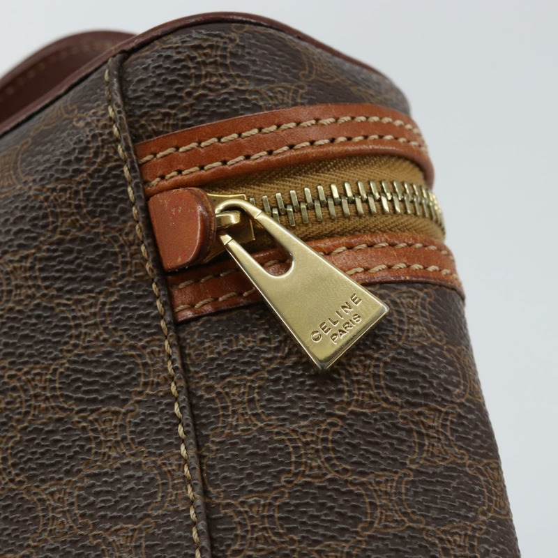 【日本直送】CELINE Macadam帆布化妝包 PVC皮革 棕色 金色 Auth 149953-8