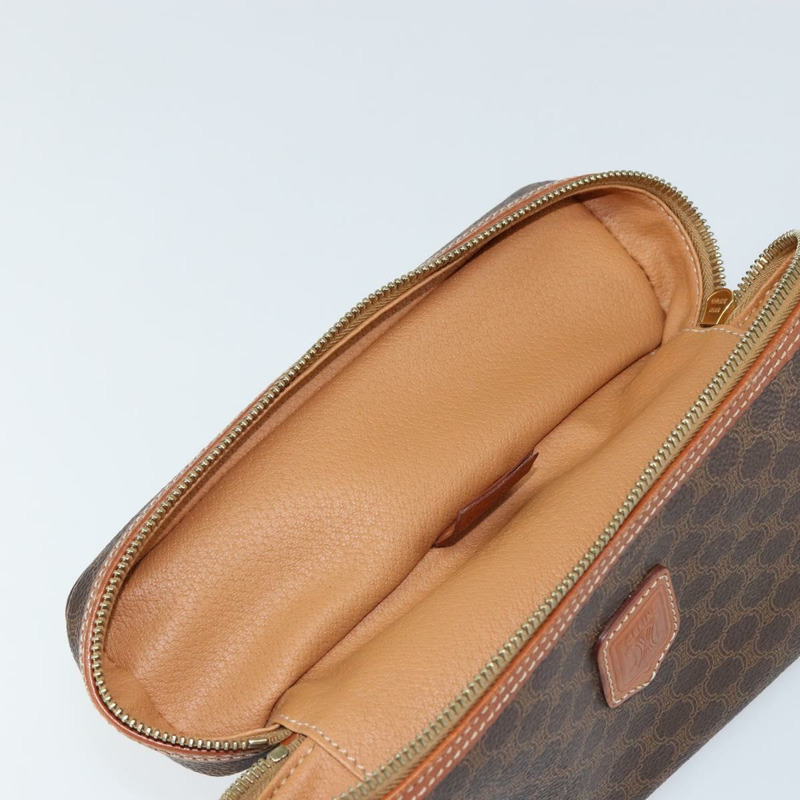 【日本直送】CELINE Macadam帆布化妝包 PVC皮革 棕色 金色 Auth 149953-9