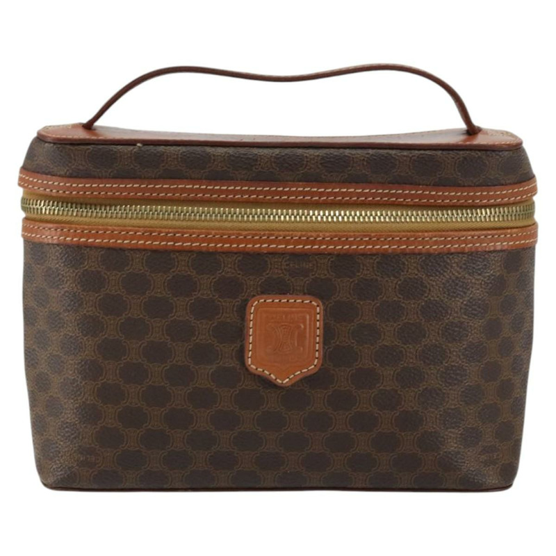 【日本直送】CELINE Macadam帆布化妝包 PVC皮革 棕色 金色 Auth 149953-12