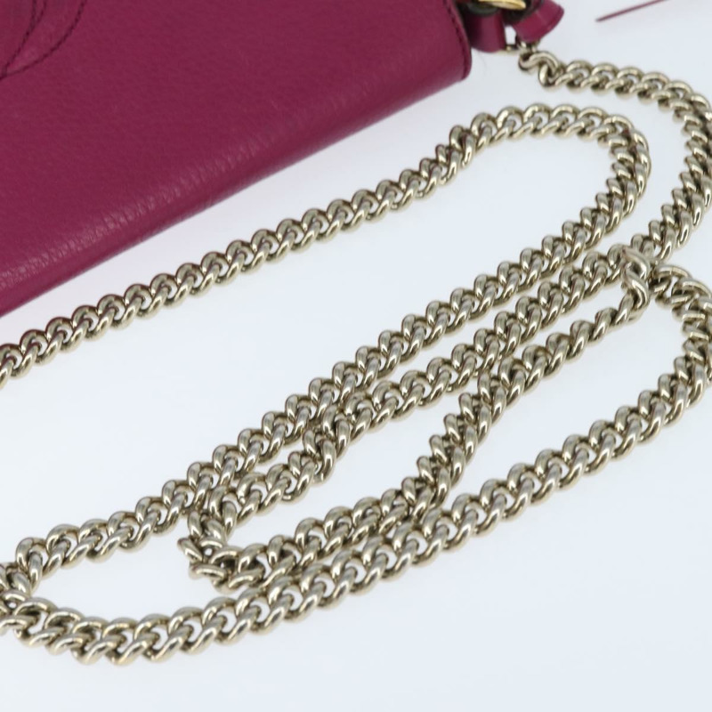 【日本直送】GUCCI Soho鏈條單肩包 皮革 粉紅色 金色 336752 正品 150086-6