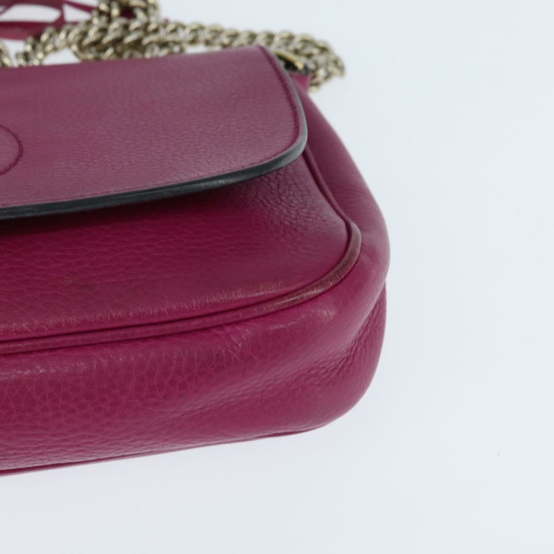 【日本直送】GUCCI Soho鏈條單肩包 皮革 粉紅色 金色 336752 正品 150086-14
